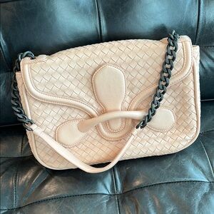 Bottega Veneta Cream Intrecciato Shoulder Bag